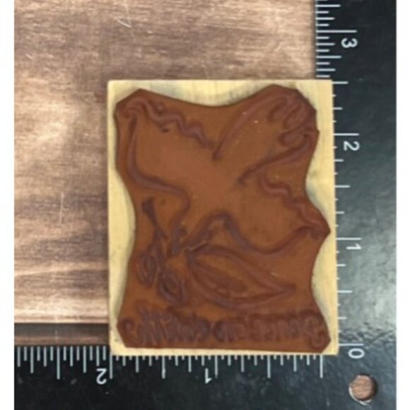 2001 HERO ARTS E2276 PEACE ON EARTH GREETING WOOD MOUNTED RUBBER STAMP DOVE - Picture 4 of 4